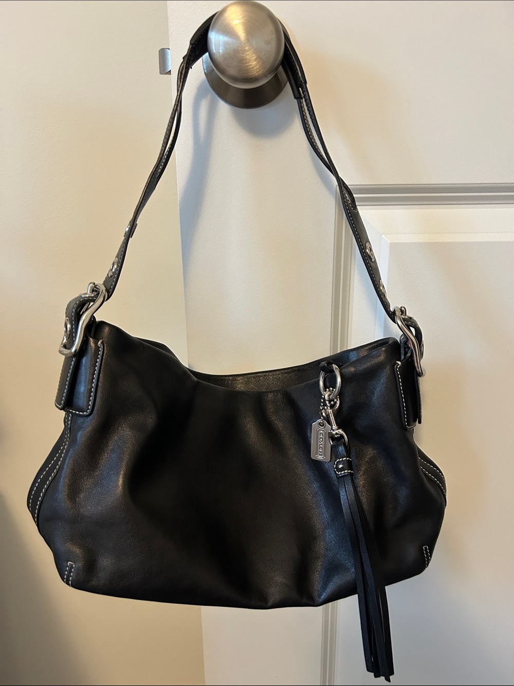 Coach Vintage Easy West Legacy Black Leather Shoulder Bag